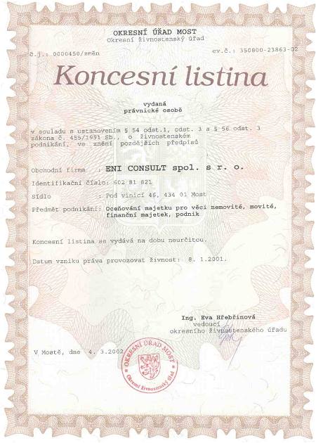 Koncesn listina ENI CONSULT